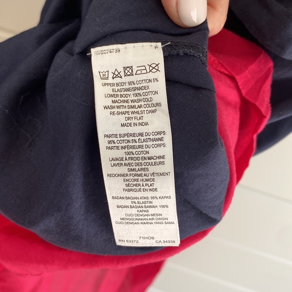 NWT French Connection | Navy Blue Dress with Pink Detailing - Picture 7 of 7